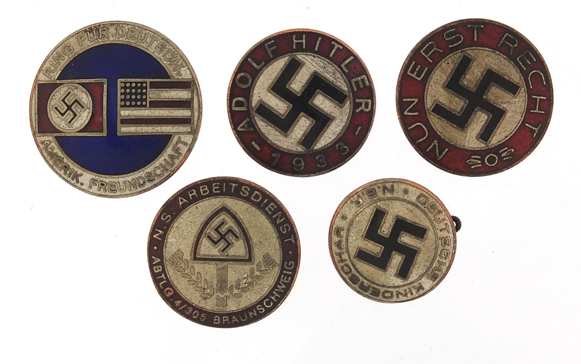 Five German military interest enamel badges