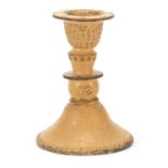 Turkish Tophane pottery candlestick, 14cm high