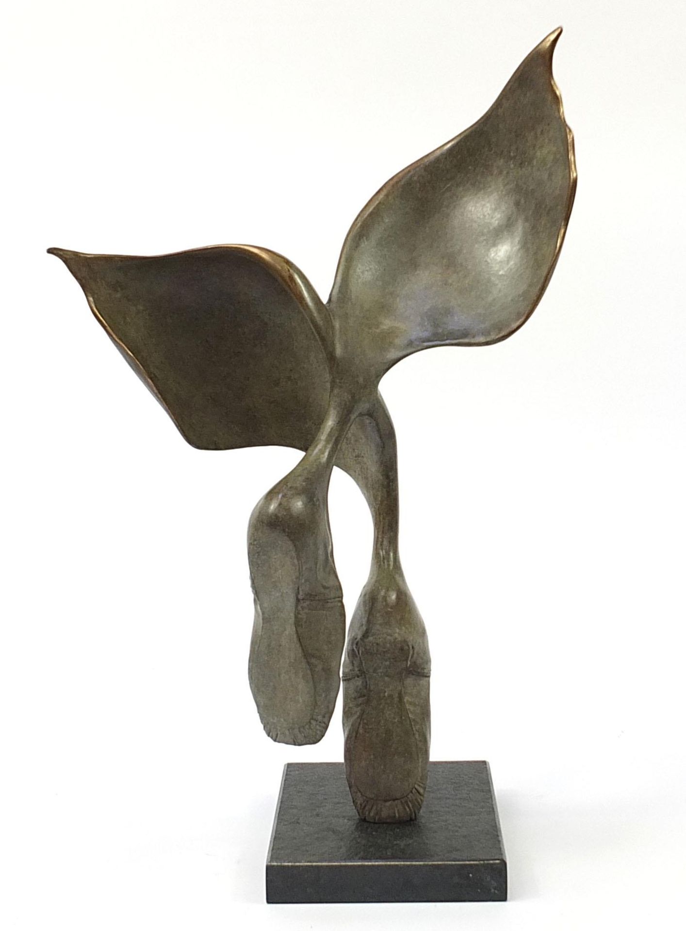 Bob Allen, patinated bronze study of winged ballet shoes raised on a rectangular granite base, 60. - Image 3 of 4