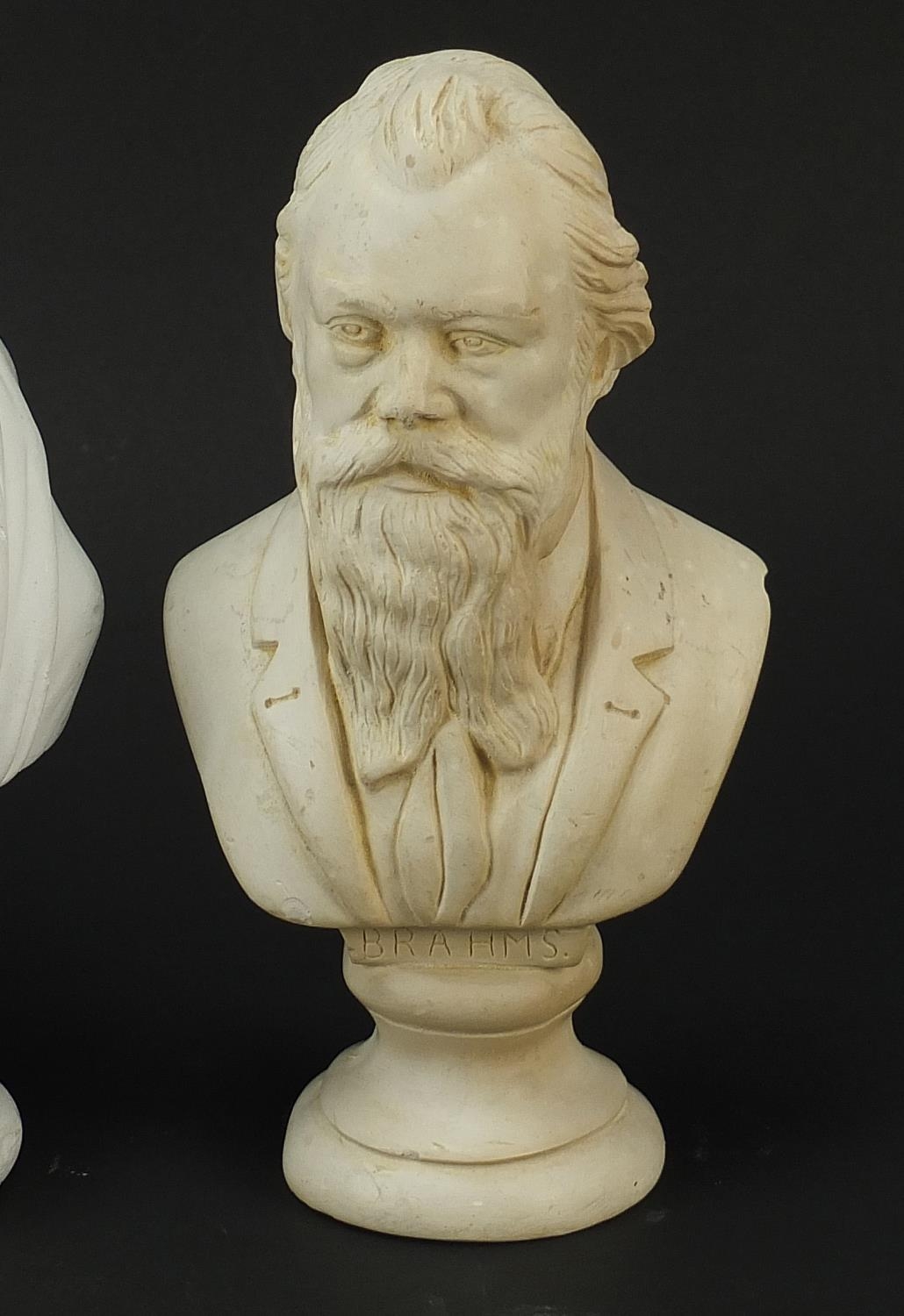 Three classical busts including one of Jacques Offenbach, the largest 33cm high - Image 3 of 9