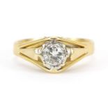 18ct gold diamond solitaire ring, the diamond approximately 4.5mm in diameter, stamped .33 to the