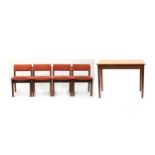 Gordon Russell, rectangular teak dining table and four chairs, the table 74cm H x 99cm W x 53cm D