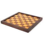 19th century mahogany and boxwood chess board, 36.5cm x 36.5cm