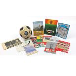 Leeds United Football memorabilia including a signed football and programmes