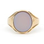 Victorian 15ct gold hardstone signet ring, Birmingham 1891, size M, 4.5g