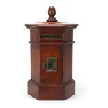 Georgian design hardwood letterbox in the form of a post box, 46cm high
