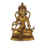 Chino Tibetan gilt bronze figure of buddha, 22cm high