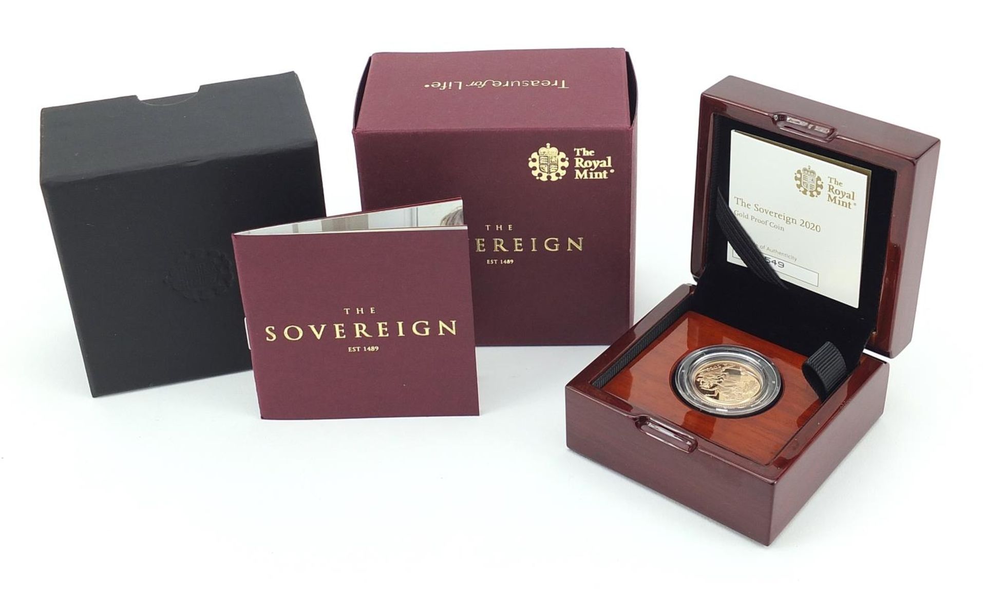 Elizabeth II 2020 gold proof sovereign with box and certificate numbered 1549 - Image 4 of 6