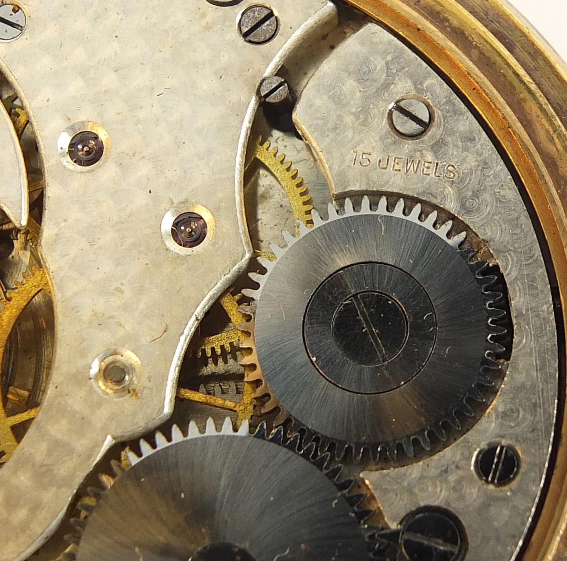 Gentlemen's gold plated half hunter pocket watch with subsidiary dial, 50mm in diameter - Bild 5 aus 9