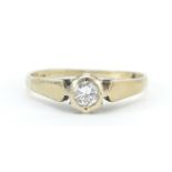 9ct gold diamond solitaire ring, the diamond approximately 3mm in diameter, size L, 1.5g