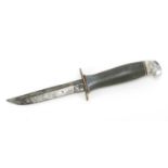 Finnish military interest fighting knife with steel blade, 19cm in length