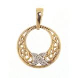 9ct gold diamond pendant, 2cm high, 1.2g