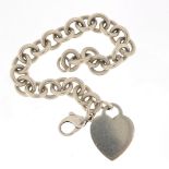 Tiffany & Co silver love heart bracelet with box, 18cm in length, 35.2g
