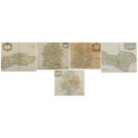Five antique hand coloured maps by Robert Morden comprising The North Riding of Yorkshire,