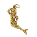 9ct gold mermaid charm, 2.8cm high, 1.2g