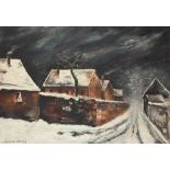 Snowy landscape with houses, continental oil on canvas, indistinctly signed, possibly Charles S...?,