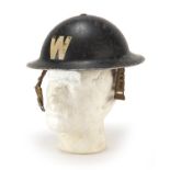 British military interest warden's tin helmet