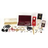 Vintage and later costume jewellery including ladies wristwatches, simulated pearls in a Lotus