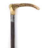 Bone handled riding crop by Swaine & Adeney with silver mounts engraved Hon Ronald Primrose from