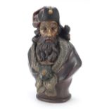 19th century naval interest painted wood bust of a sailor, 45.5cm high