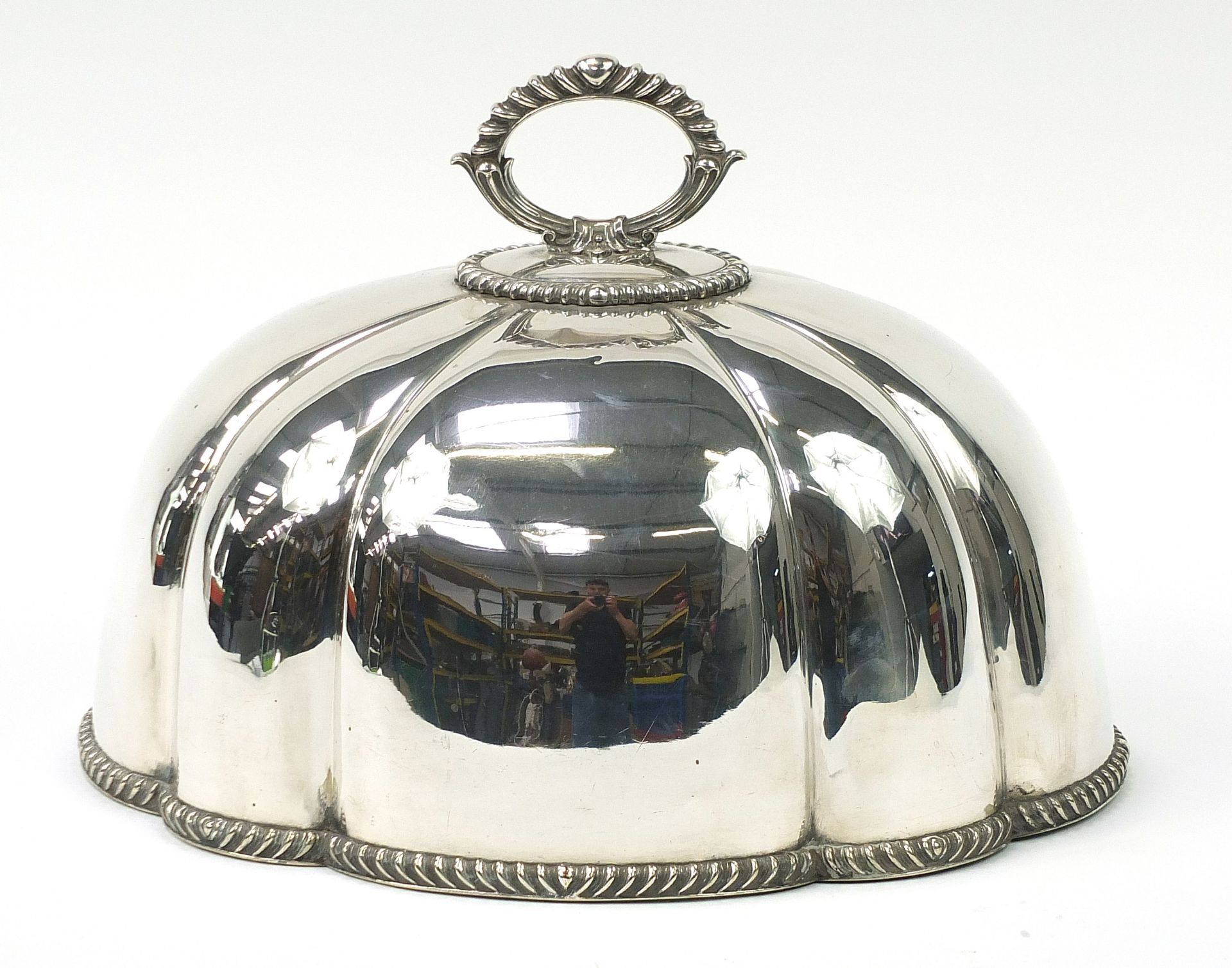 Large Victorian silver plated meat dome numbered 2149, 40.5cm wide - Image 2 of 5