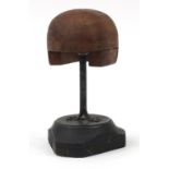 Vintage wood and steel hat makers mould, 33cm high