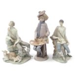 Three large Lladro and Nao figures comprising Shepherd Resting no 4571, Shepherd Boy Sitting no 4577
