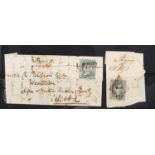 Victorian Indian stamp on cover and one on paper, the largest 10.5cm wide