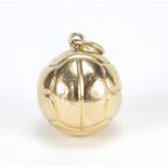 9ct gold football charm, 1.3cm in diameter