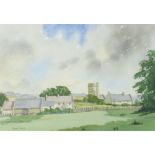 Robert Sulley - Village of Windrush, Gloucestershire, watercolour, details verso, mounted, framed