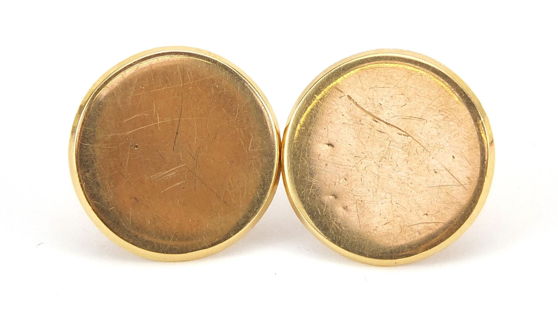 Pair of 18ct gold studs, 2.2cm in diameter, 18.3g