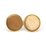 Pair of 18ct gold studs, 2.2cm in diameter, 18.3g