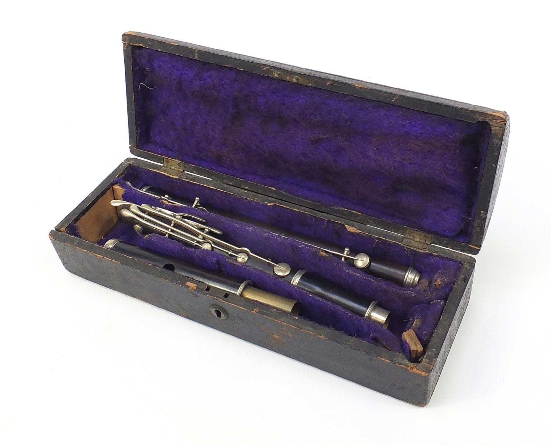 Jul Ludemann rosewood three piece flute with silver plated mounts and case - Image 7 of 9