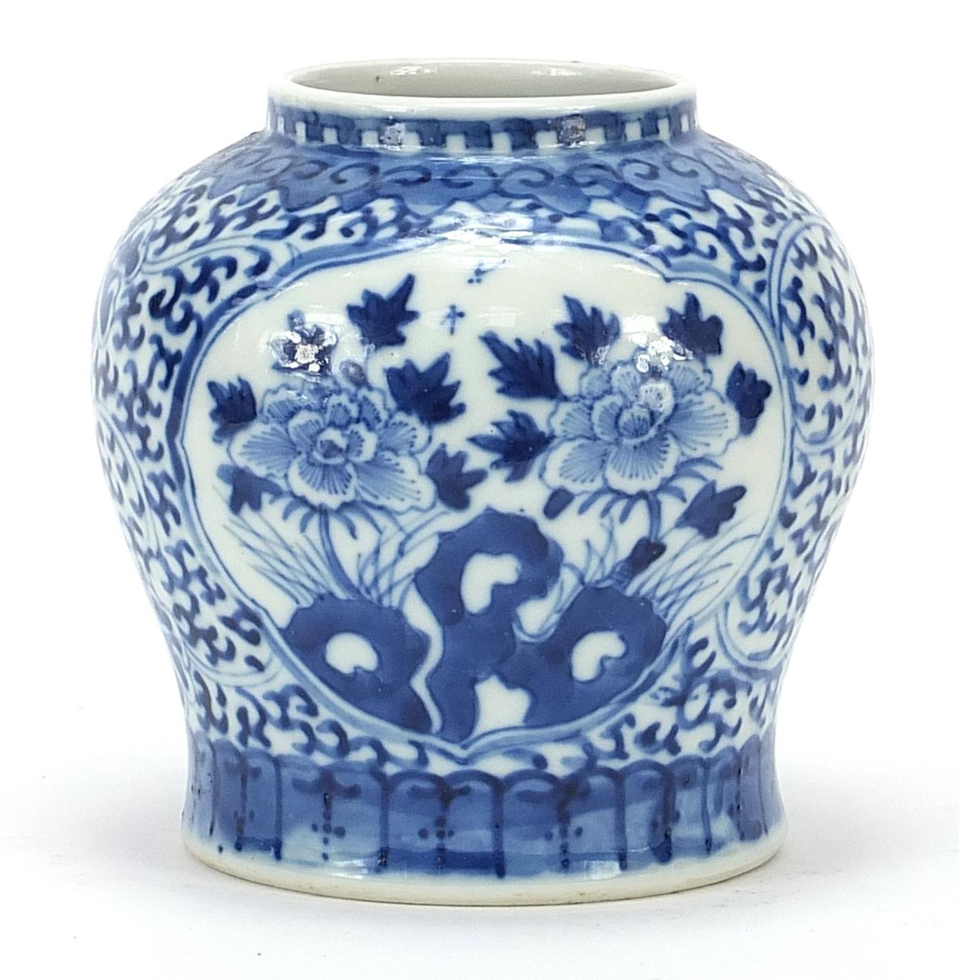 Chinese blue and white porcelain vase hand painted with flowers, six figure character marks to the - Image 2 of 10