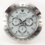 Rolex design dealer's display wall clock, 34cm in diameter