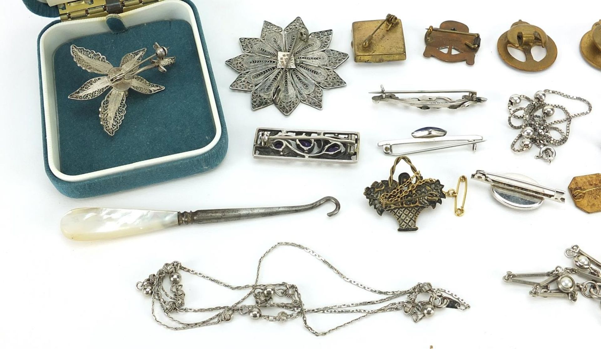 Vintage and later costume jewellery including silver brooches, enamelled Welsh Guards Comrade's - Image 5 of 7