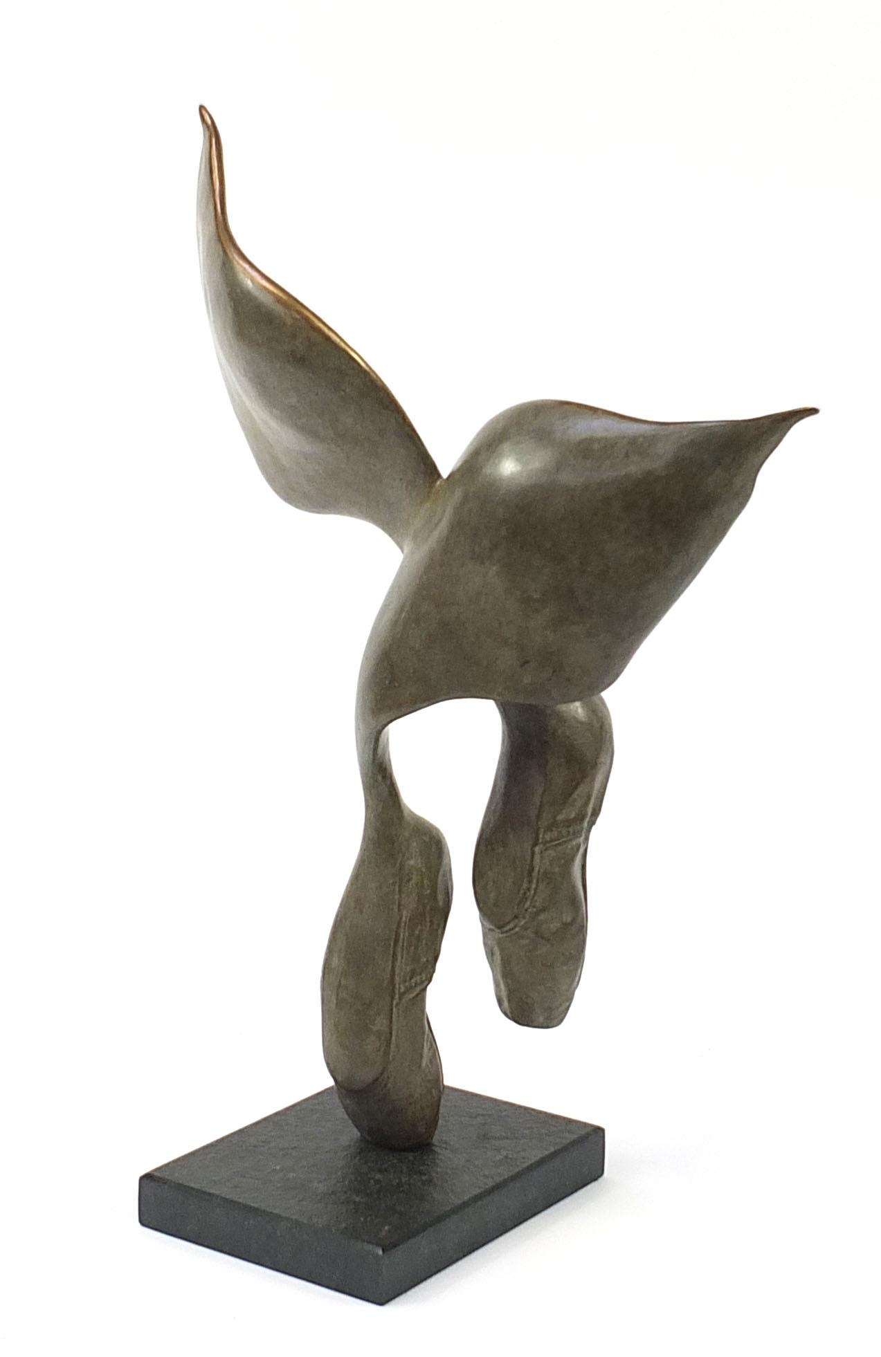 Bob Allen, patinated bronze study of winged ballet shoes raised on a rectangular granite base, 60.