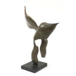 Bob Allen, patinated bronze study of winged ballet shoes raised on a rectangular granite base, 60.