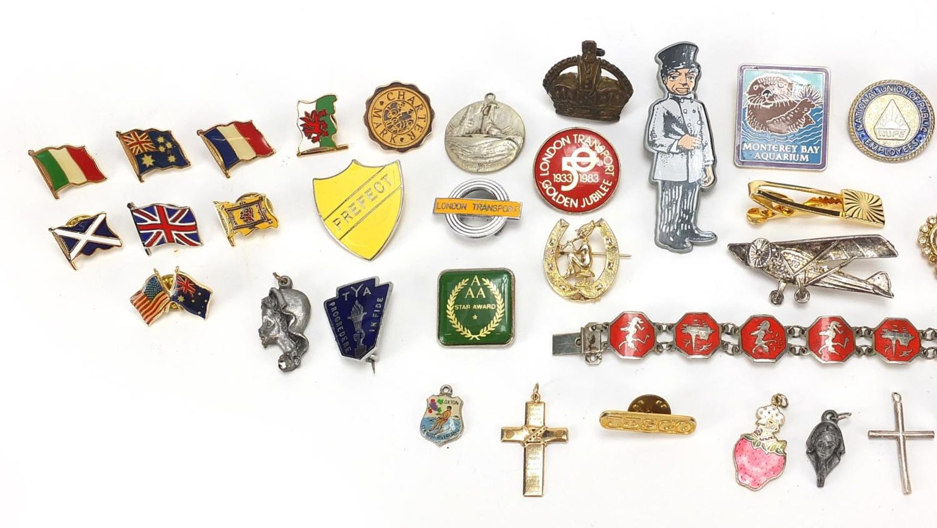 Vintage and later badges, some enamelled and a Siam silver and enamel bracelet - Image 2 of 4