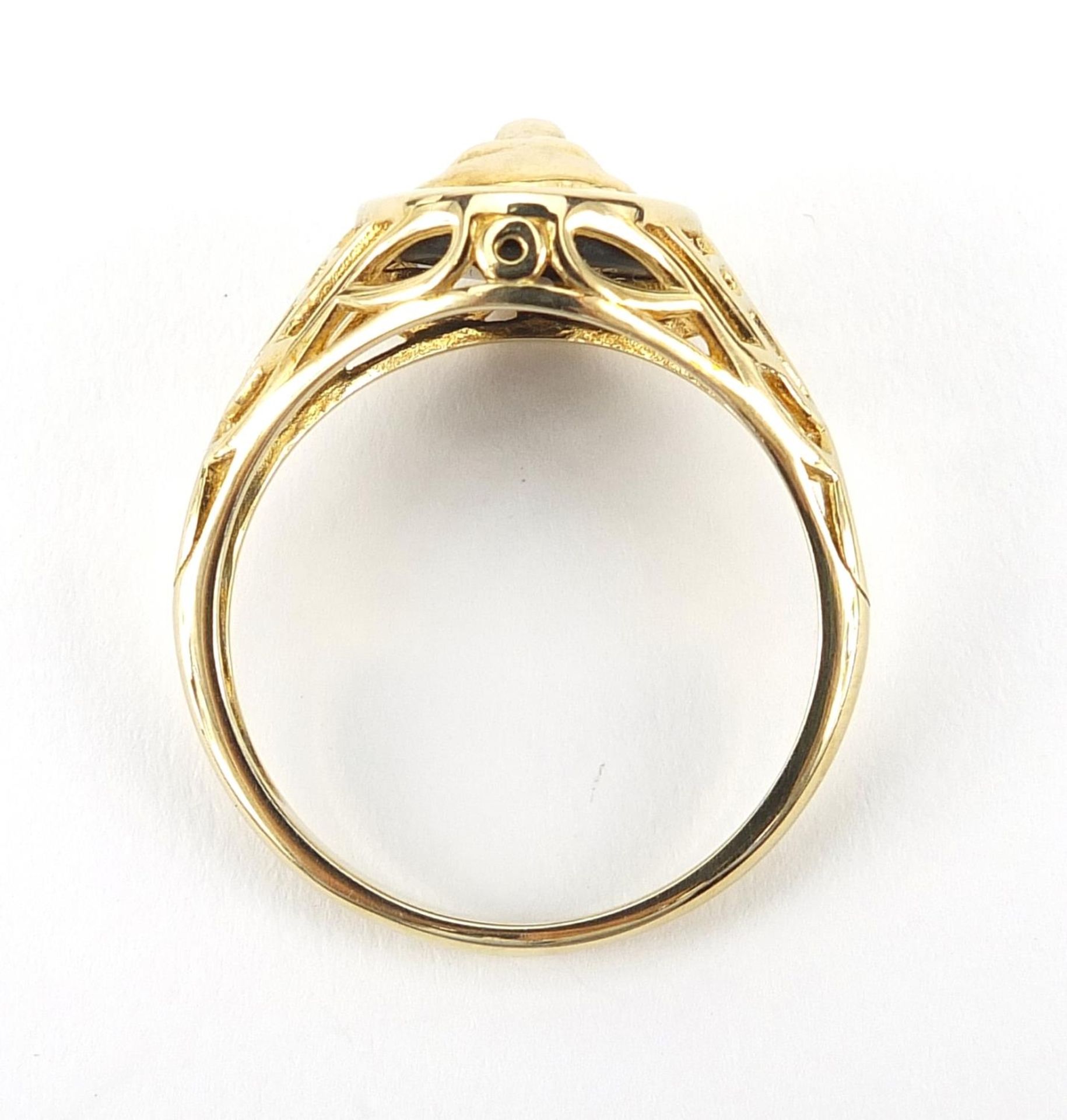9ct gold and black onyx Jaguar car mascot ring, size V, 4.3g - Image 4 of 5