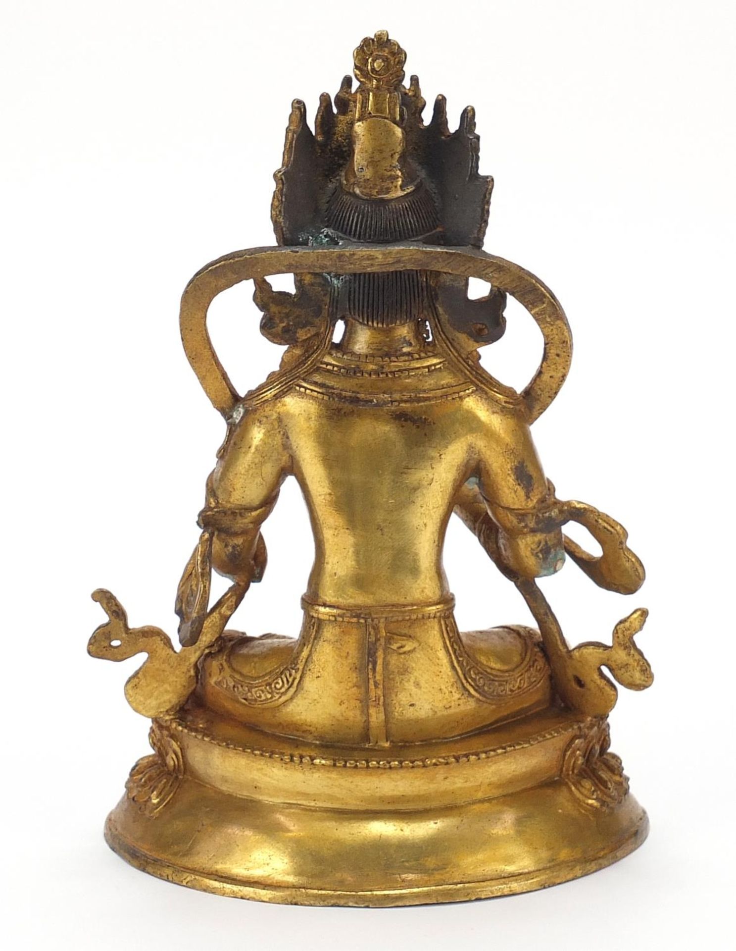 Chino Tibetan gilt bronze figure of buddha, 22cm high - Bild 4 aus 8