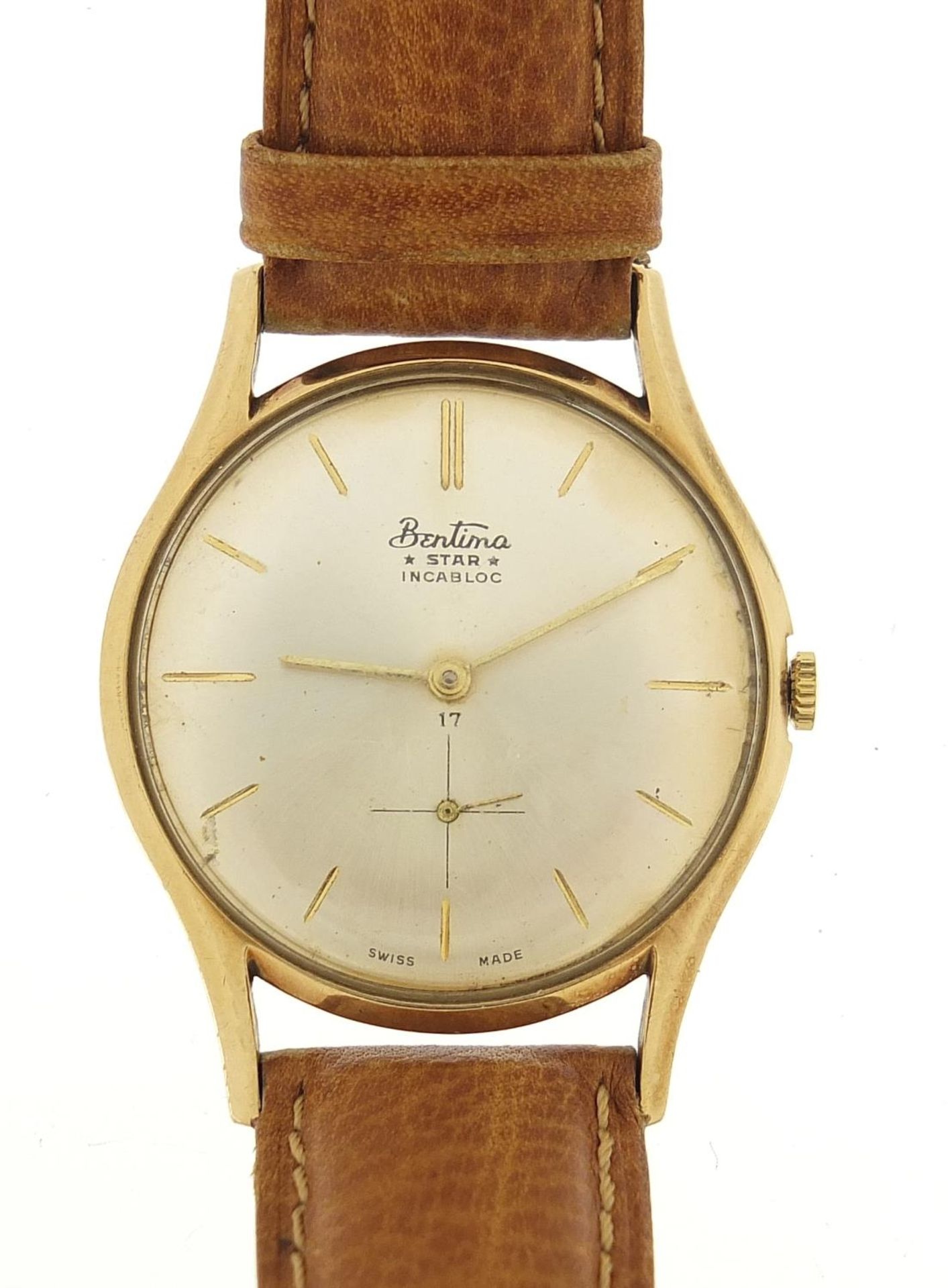Bentima, gentlemen's 9ct gold manual wristwatch, 33mm in diameter
