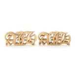 Pair of 9ct gold AIH? initialed cufflinks, 2.2cm wide, 8.4g