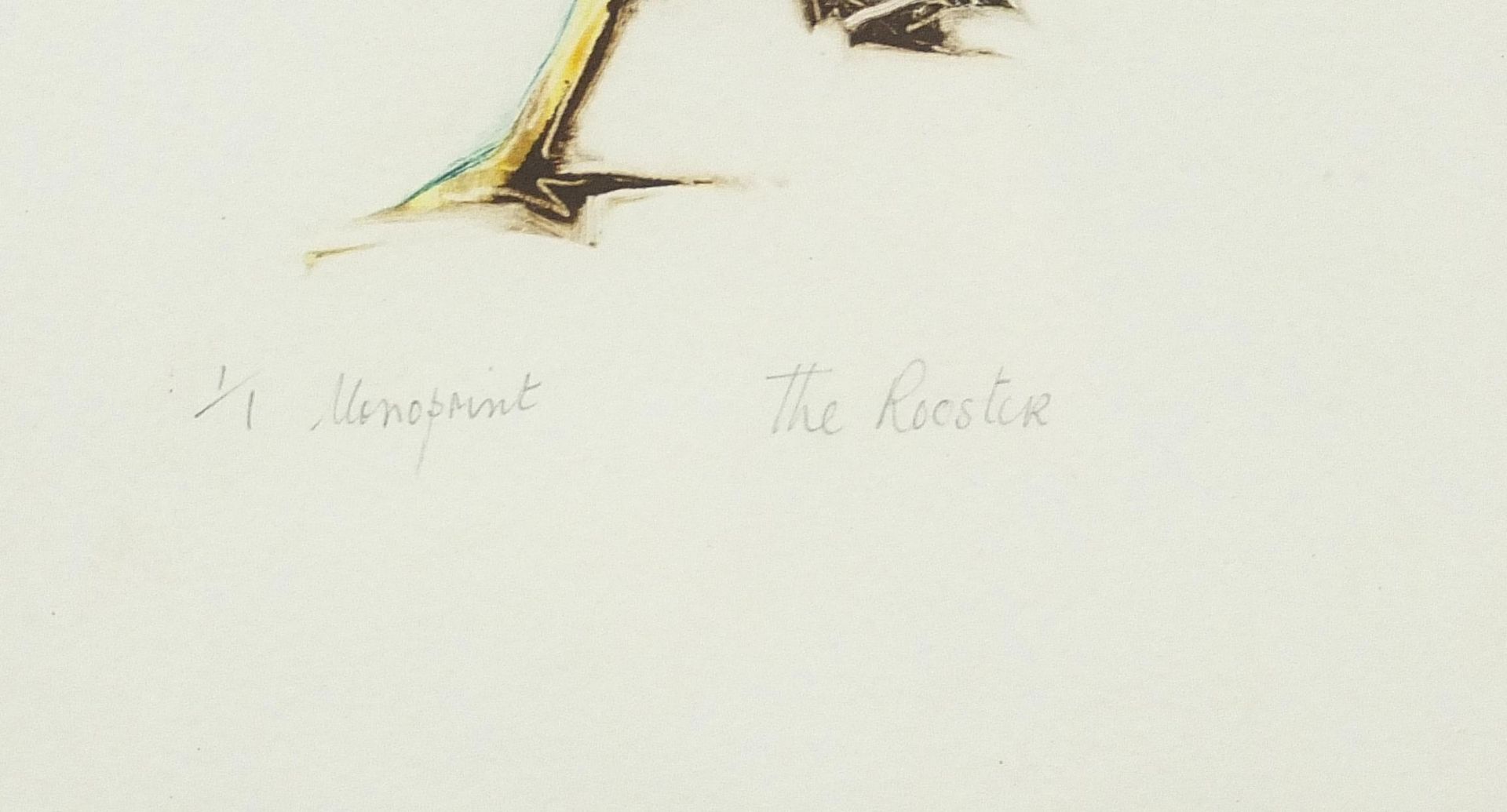 Margaret Eccleston - The rooster, pencil signed monoprint in colour, limited edition 1/1, mounted, - Image 3 of 7