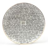 Grayson Perry, 100% Art porcelain plate, The Holburne Museum stamp to the base, 22cm in diameter