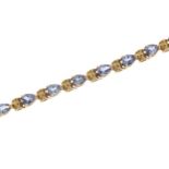 10ct gold tanzanite bracelet, 20cm in length, 5.5g