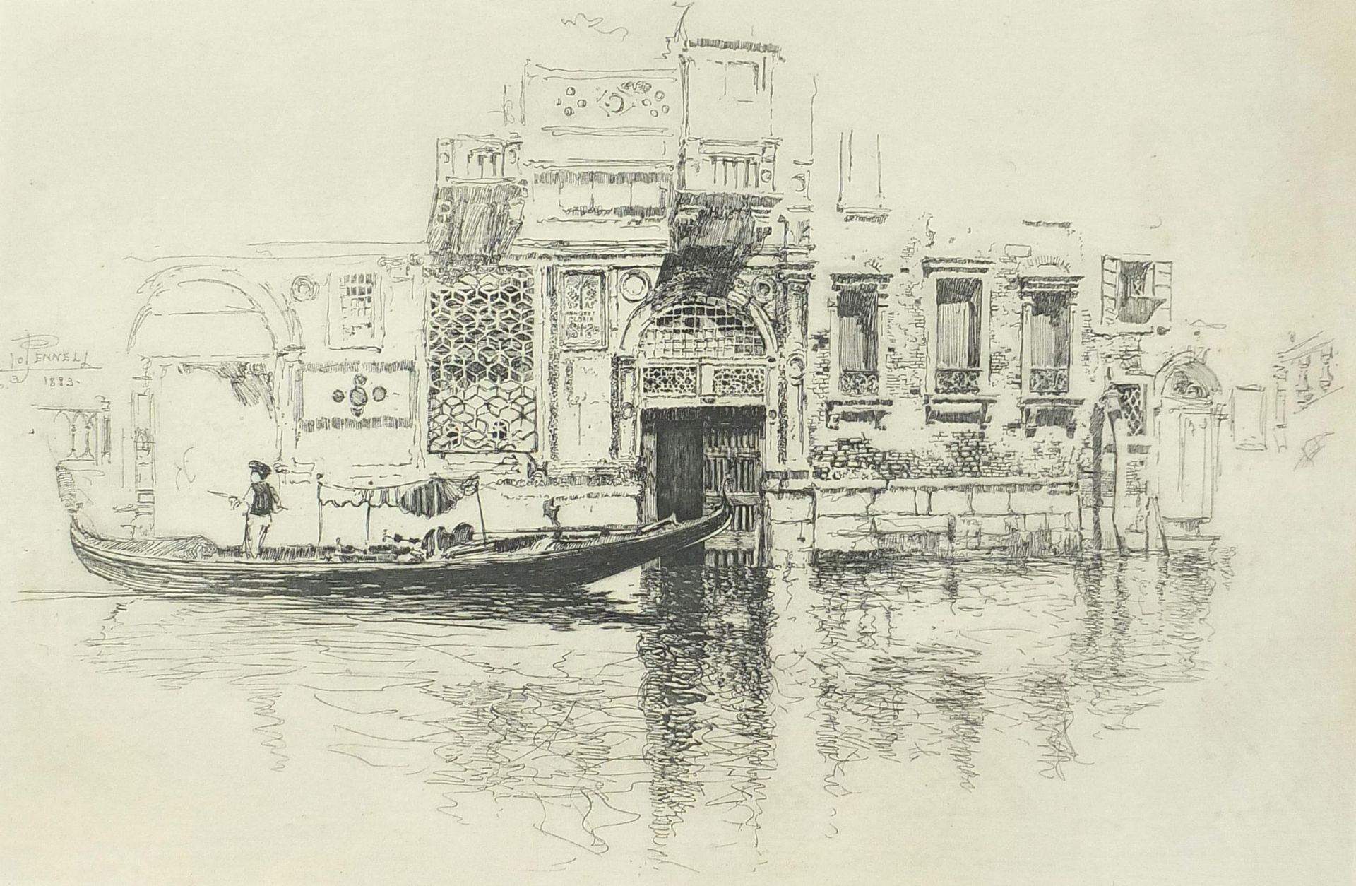 Five antique and later prints including Regent's Quadrant, The Pavilion and a Venetian canal with - Image 2 of 30
