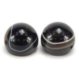 Two agate beads, each 2.5cm in diameter