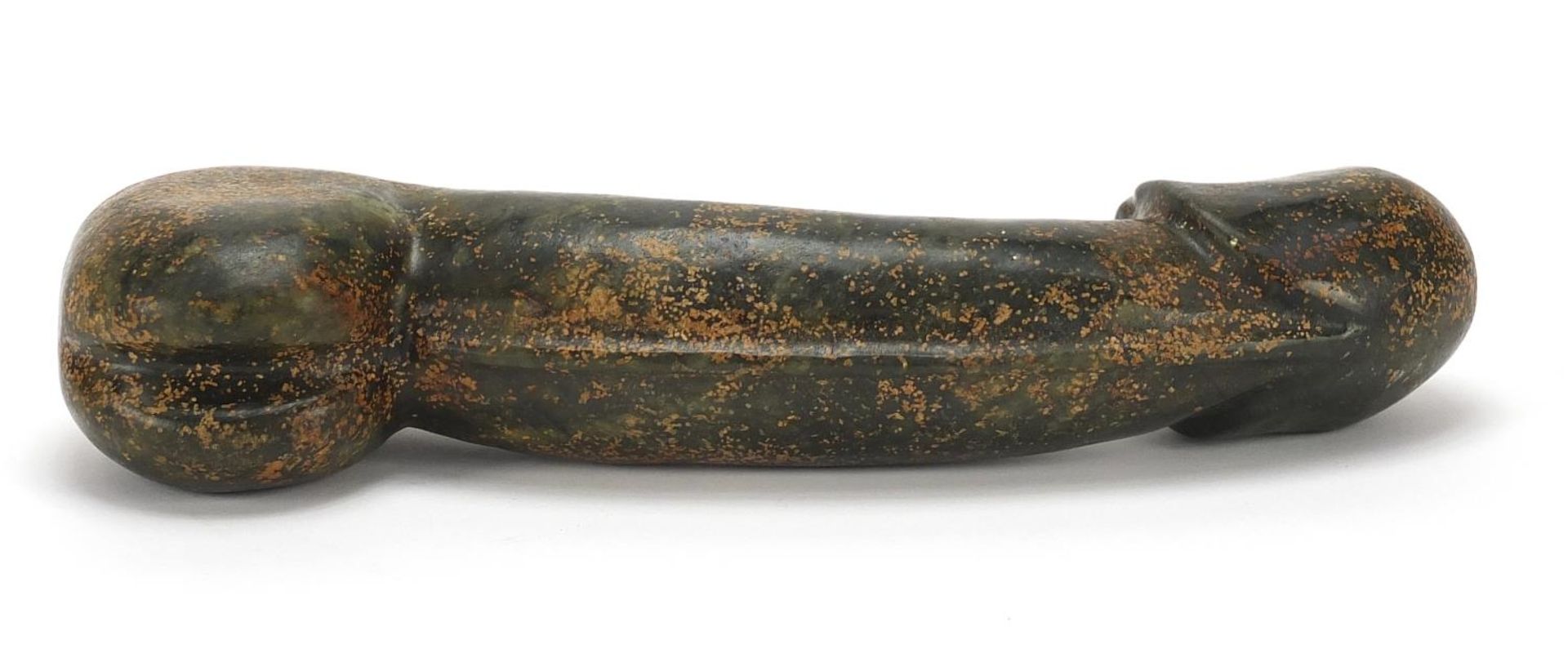 Islamic green hardstone phallus, 27cm in length - Image 3 of 3
