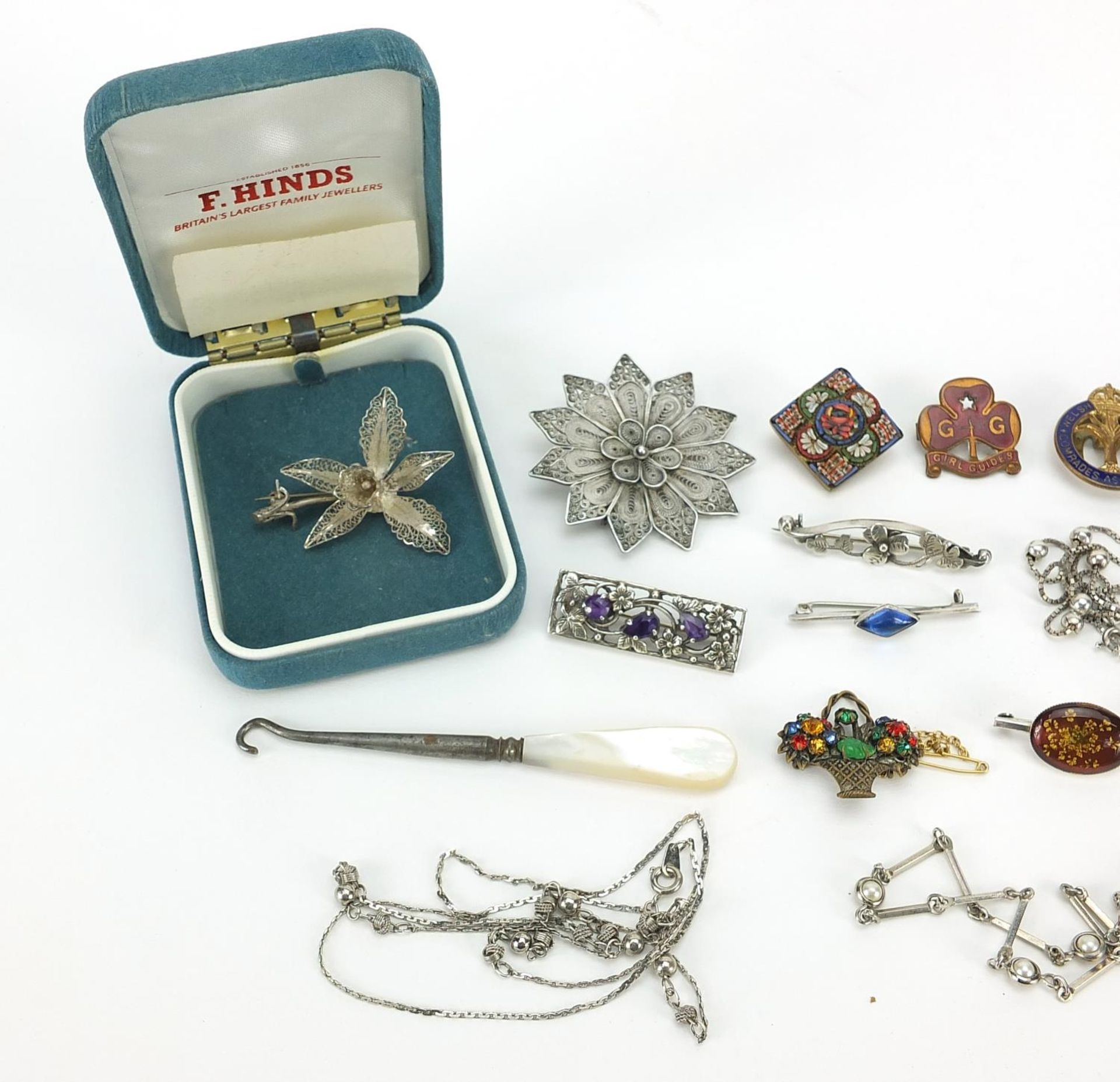 Vintage and later costume jewellery including silver brooches, enamelled Welsh Guards Comrade's - Image 2 of 7